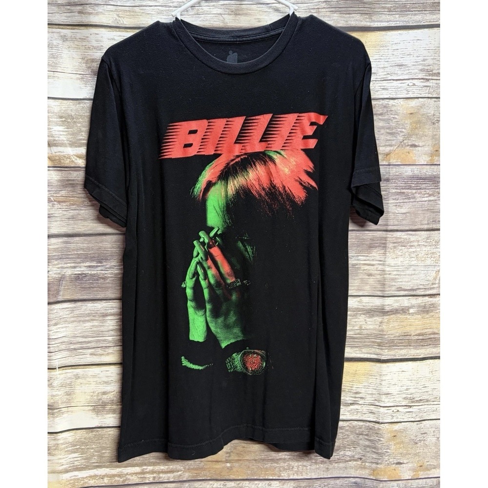 Billie Eilish Shirt Men's Medium Black Emo Music Short Sleeve popā Concert